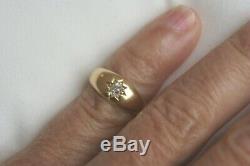 Antiques Or Jaune 18 Carats Old Cut Diamond Star Gypsy Pinky Anneau Uk F