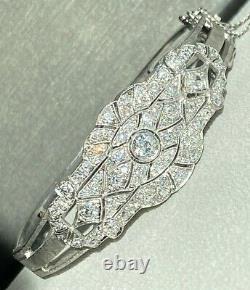 Art Deco Platinum 14k Or Blanc Vieux European Diamond Filigree Bracelet 6.75