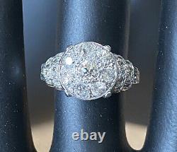 Bague en diamant ancienne et vintage GIA 2650 $, en or 18 carats, avec des diamants taillés à l'ancienne de taille européenne, taille 4.5.