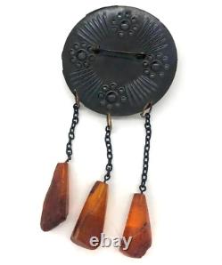 Belle broche ancienne en ambre utilisée avec une taille vintage de 125,5 cm, cadeau.
