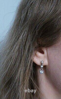 Boucles D'oreilles En Or Platinum 18 Carats, Anciennes Boucles D'oreilles En Diamant