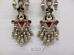 Boucles d'oreilles tribales anciennes vintage en argent pour bijoux de danse du ventre faits à la main.
