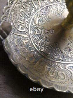 Bougeoir en laiton antique vintage en damas islamique ancien de 1927