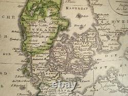 Carte vintage danoise de l'Allemagne - Ancienne carte antique originale de l'Atlas de 1812
