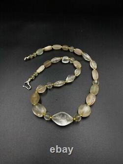Collier de perles de bijoux en cristal de quartz himalayen ancien et vintage