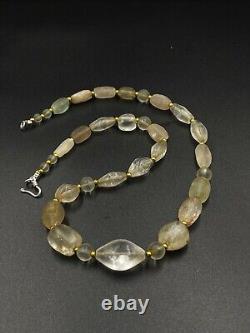 Collier de perles de bijoux en cristal de quartz himalayen ancien et vintage