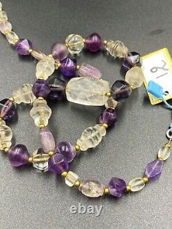 Collier de perles en améthyste, cristaux, perles de verre, bijoux anciens et vintage