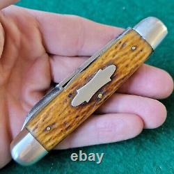 Couteau De Poche Pliant Old Vintage Antique Cf Wolfertz Bone Stag Jumbo Jack