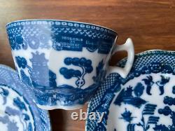 Ensemble de 2 duos de thé à motif chinois ancien vintage (2 tasses + 2 soucoupes)