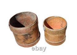 Ensemble de 4 pots à mesurer anciens en laiton antique fabriqués à la main, rares et vintage des années 1850