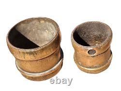 Ensemble de 4 pots à mesurer anciens en laiton antique fabriqués à la main, rares et vintage des années 1850