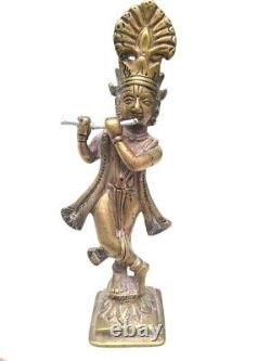 Figurine / statue antique en laiton du dieu hindou Lord Krishna datant des années 1900