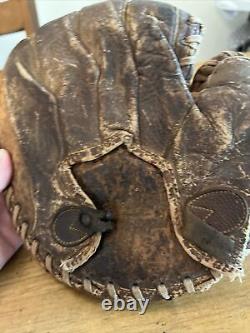 Gant de baseball antique en cuir des débuts des années 1900, style vintage, fabriqué aux États-Unis.
