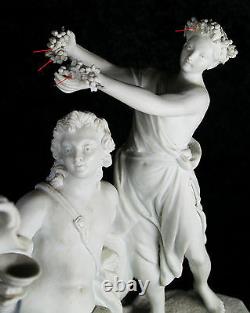 Grande Antique Sevres Bisque Porcelaine Sculpture Groupe Dionisius 19ème Siècle Vieux