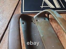Grande paire de poignées de porte anciennes en bronze vintage ancien de 12 pouces
