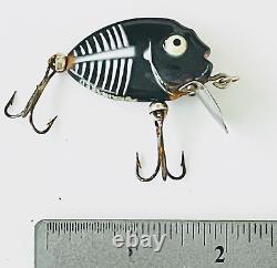 Heddon Tiny Punkinseed Vintage Pêche Vieux Lure Black Skeleton Herringbone Poisson