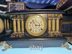 Horloge de cheminée vintage antique Seth Thomas Adamantine de plus de 100 ans