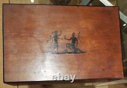 Kit De Couture Antique Charles X Box Ahogany Wood Ebony Marquetry LID Rare Old 19th