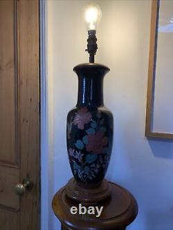 Lampe ancienne noire - Vase japonais ancien - Lampe de table de 50cm de hauteur