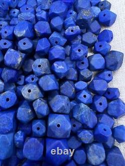 Lot de perles anciennes vintage en lapis-lazuli, lot de perles en pierre de lapis-lazuli, 200 perles