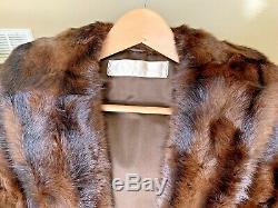 Magnifique Vintage Célèbre Barr Fur Salon Vison Châle Manteau Brown Antique Old Vtg