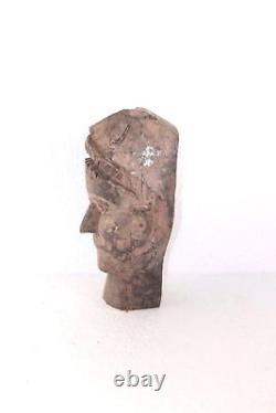 Masque d'homme en bois ancien vintage antique fait à la main Décoration de maison collectionnable V-43