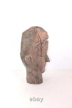 Masque d'homme en bois ancien vintage antique fait à la main Décoration de maison collectionnable V-43