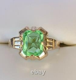 Nouveau Old Stock Vintage Emerald Cocktail Ring 1.90ct Antique Retro Yellow Gold