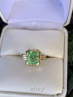 Nouveau Old Stock Vintage Emerald Cocktail Ring 1.90ct Antique Retro Yellow Gold