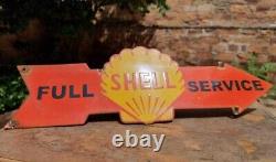 Old 1930's Old Antique Rare Shell Service Oil Porcelaine Enamel Panneau D'affichage