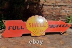 Old 1930's Old Antique Rare Shell Service Oil Porcelaine Enamel Panneau D'affichage