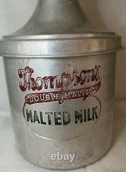 Old Antique Thompson's Malted Milk Container Jar LID Old Dairy Candy Malt