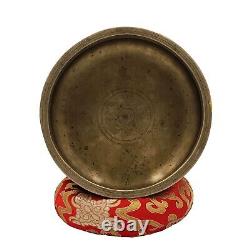Old Unique Yoga Antique Sing Bowl Bouddhisme Tibétain Aged Vintage Népal W Stick
