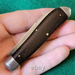 Old Vintage Antique American Ebony Wood Dogleg Jack Pliant Couteau De Poche