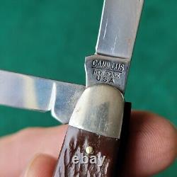 Old Vintage Antique Camillus 75 Oone Stag Junior Botle Pliant Couteau De Poche