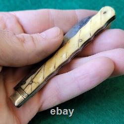 Old Vintage Antique French Fancy Gents Horn Straight Jack Pocket Couteau De Poche