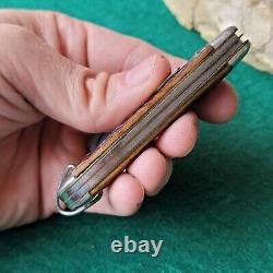 Old Vintage Antique Iriquois Utica Bone Stag Easy Open Jack Pocket Couteau De Poche