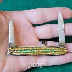 Old Vintage Antique Kabar Union Cut Co Fancy Couteau De Poche De Stylo Celluloïde