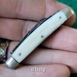 Old Vintage Antique Sheffield England Bone Stag Tiny Mini Congrès Couteau De Poche
