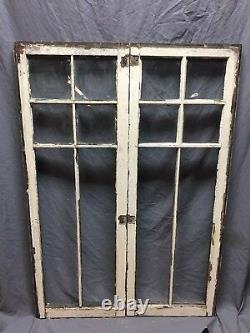 Paire Antique 6 Lite Casement Door Window Cabinet 19x52 Vintage Old 250-18c