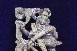 Panneau de Meenakshi sculpté en bois - Décoration vintage ancienne de collection pour la maison - PK-15