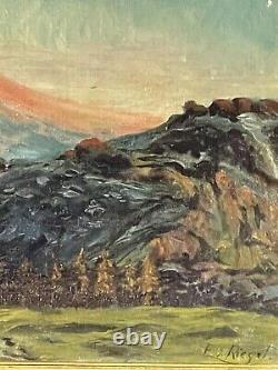 Peinture À L'huile De Paysage De Plein Air Antique Antique Impressionniste 1950