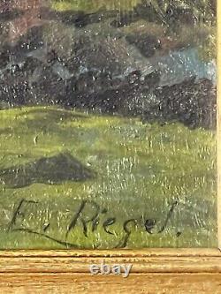 Peinture À L'huile De Paysage De Plein Air Antique Antique Impressionniste 1950