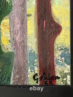 Peinture à l'huile cubiste d'expressionnisme moderne antique, ancienne et abstraite, vintage 62
