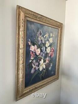 Peinture à l'huile impressionniste de fleurs modernes anciennes et vintage de Linda Lee, 69.