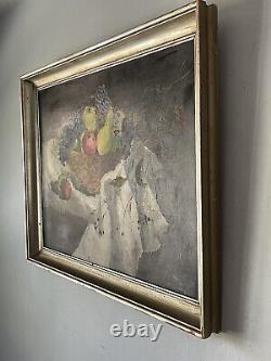 Peinture à l'huile impressionniste de nature morte antique, ancienne, vintage, moderne et surréaliste de 1947.