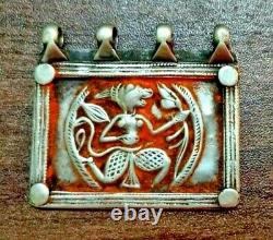 Pendentif en métal argenté ancien, vintage, antique et artisanal représentant le dieu tribal hindou Hanuman