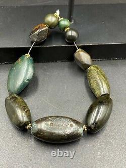 Perles anciennes vintage en aventurine, jade et jaspe de l'Himalaya, Indo-Tibétain et Afghan