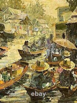 Philippin Antique Modern Impressionniste Peinture À L'huile Vieux Vintage Philippines Asiatique