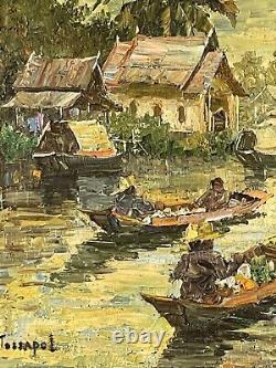 Philippin Antique Modern Impressionniste Peinture À L'huile Vieux Vintage Philippines Asiatique